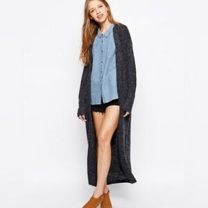 Free People FP Beach Long Open Front Cardigan Duster XS Pockets